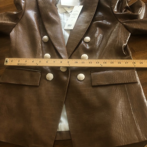 NWT $698 Veronica Beard Lawrence Croc Embossed Faux Leather Dickey Jacket - Picture 12 of 15